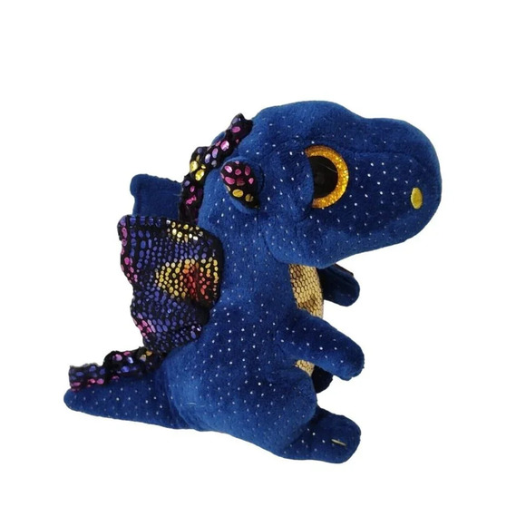 Ty Beanie Boos Saffire Blue Gold Metallic Dragon Plush Stuffed Animal Hang Tags - Picture 2 of 11